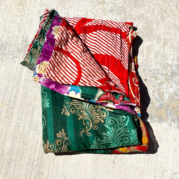 Other - Vintage Cotton Kantha Quilt 🍄🌿🌲 Beach Surf Boho Blanket Reversible Twin